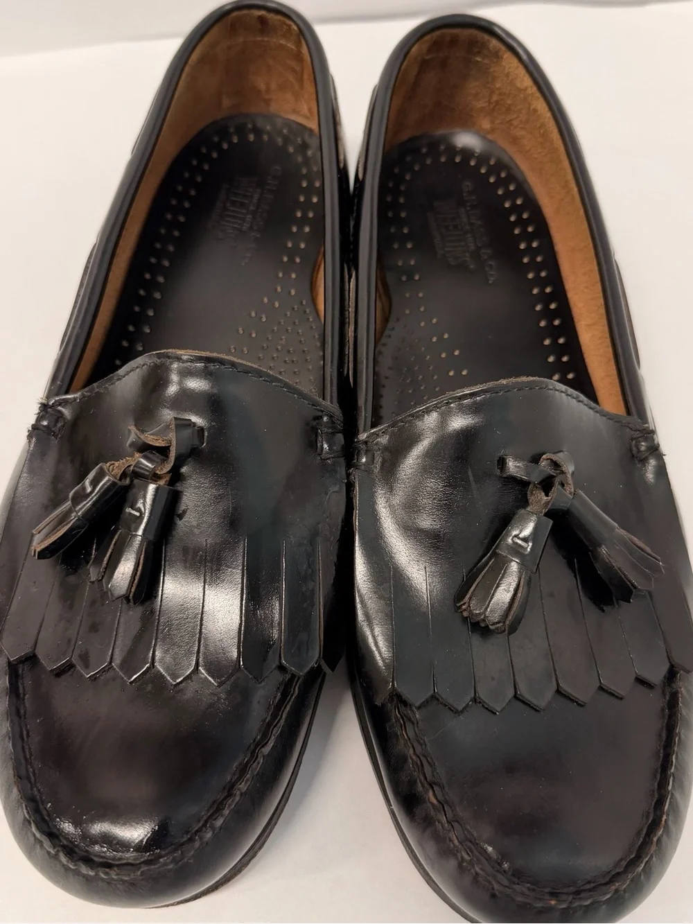 Vintage G.H. Bass Weejuns Logan Penny Loafers Made in USA 9.5 EEE Extra Wide Blk